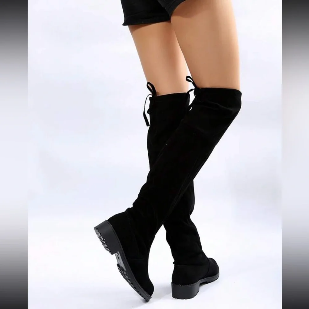 SHEIN Black faux suede Winter knee high boots Size 8